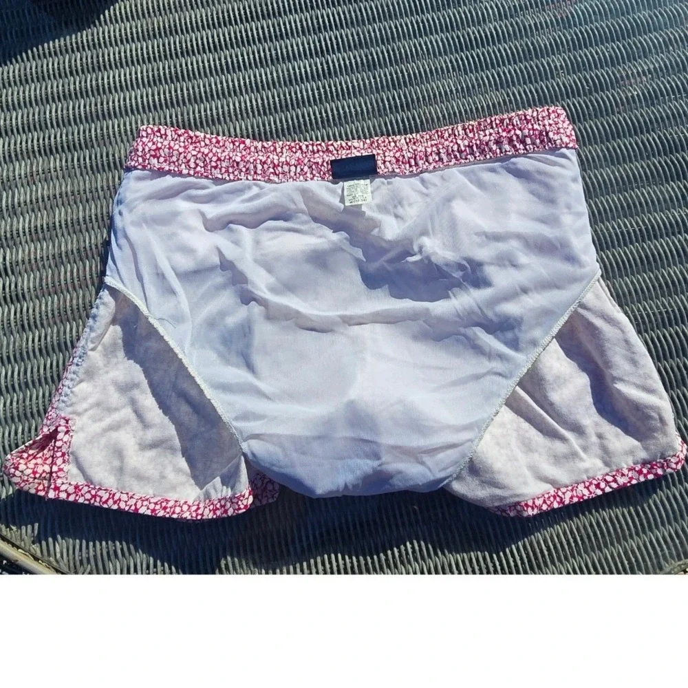 VTG Lord Jeff Swim Trunks Pink white floral vine ditsy M 32-34 USA shorty shorts